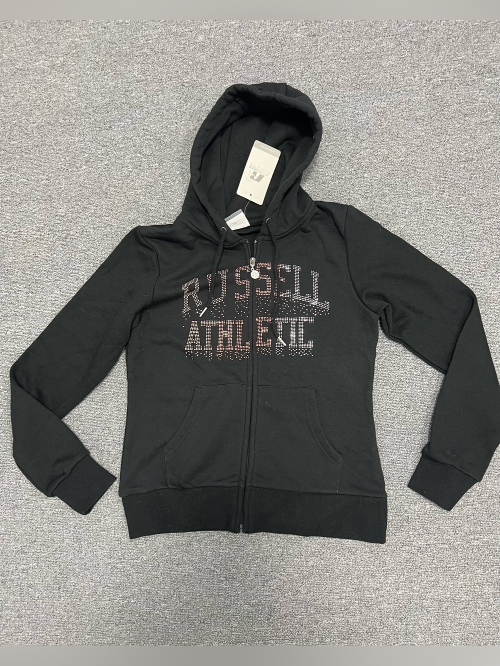 Russell Athletic Black Women's Rhinestone Zip Hoodie